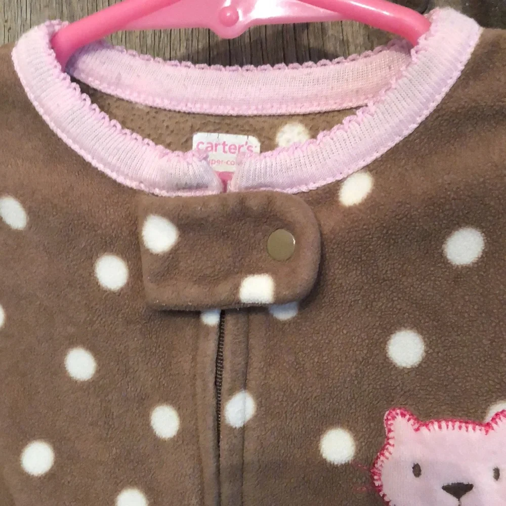 Carter’s Brown Zip-Up Fleece Sleep and Play Footed Pajamas Size 18 months